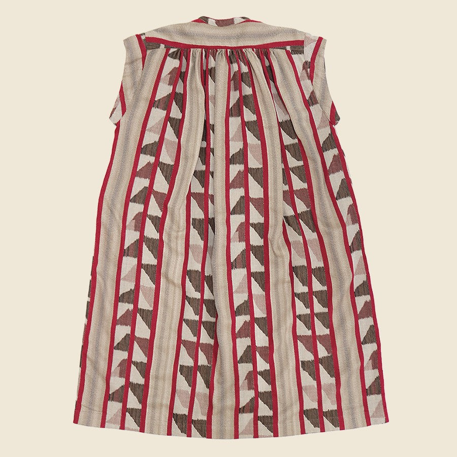 Cotton Pueblo Stripe FISHERMAN Non-Sleeve Dress - Red/Brown - Kapital - STAG Provisions - W - Onepiece - Dress