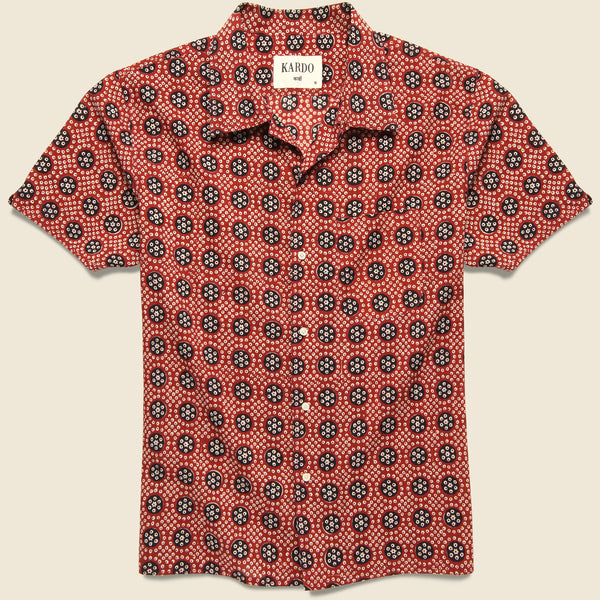 Chintan Tiger Block Print Shirt - Black/Red