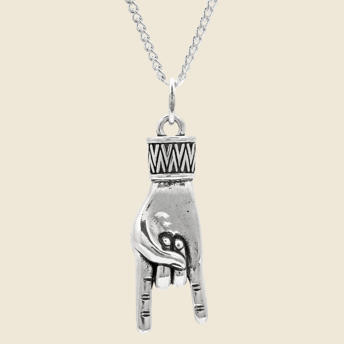 LHN Jewelry Hand Horn Necklace - Silver
