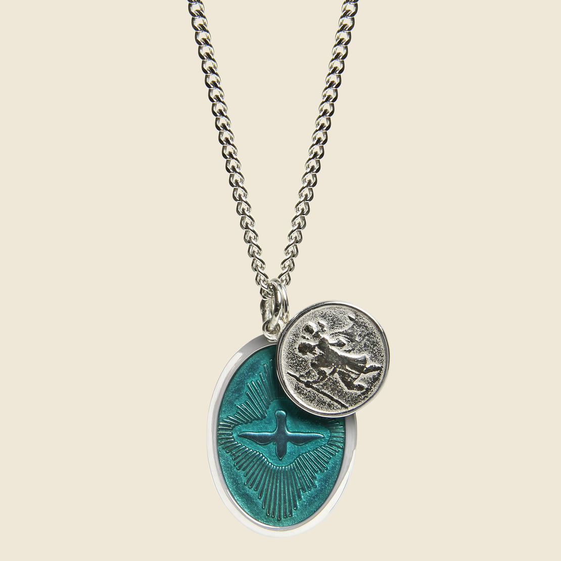 Miansai Mini Dove Pendant Necklace - Teal Enamel/Sterling Silver
