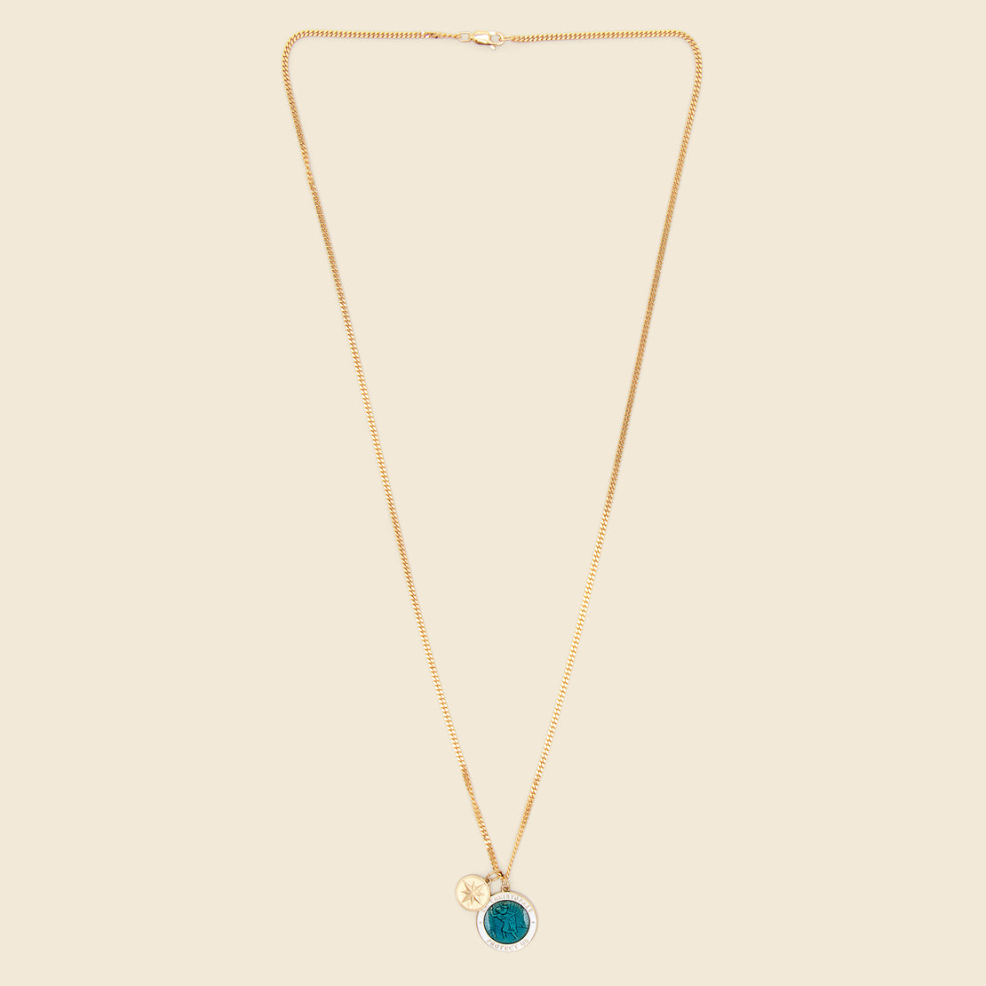Saint Christopher Surf Necklace - Caribbean Blue & White Enamel/Gold Vermeil - Miansai - STAG Provisions - Accessories - Necklaces