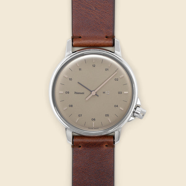 M12 Swiss Watch 39mm - Silver/Platinum/Vintage Chocolate Leather