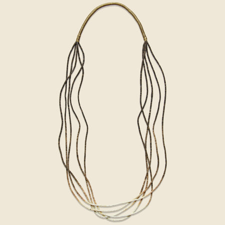 Clamshell “Day & Night” Heishe Bead Necklace - Cream/Brown