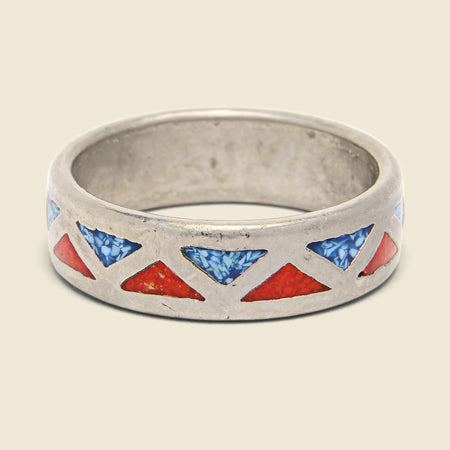 Crushed Coral & Turquoise Band - Silver