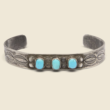 Stamped Turquoise Cuff - Sterling Silver
