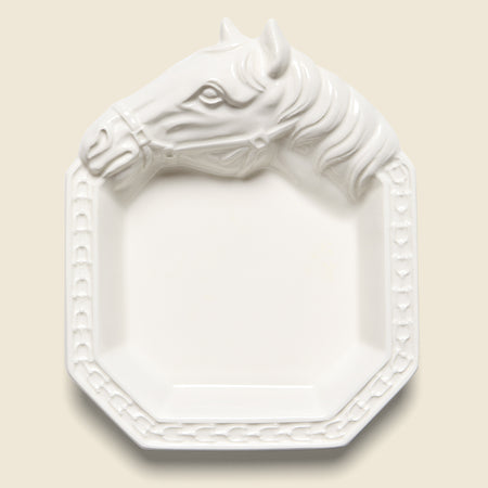 Porcelain Horse Catch All - White