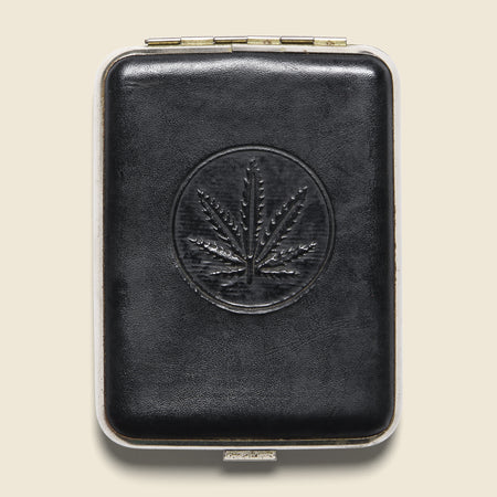 Black Leather Pot Leaf Joint Case