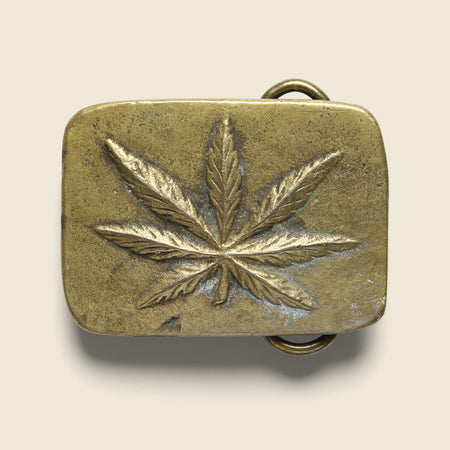 Pot Leaf Belt Buckle - Brass