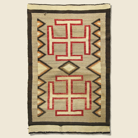 Large Woven Rug - Brown/Black/Red/Cream
