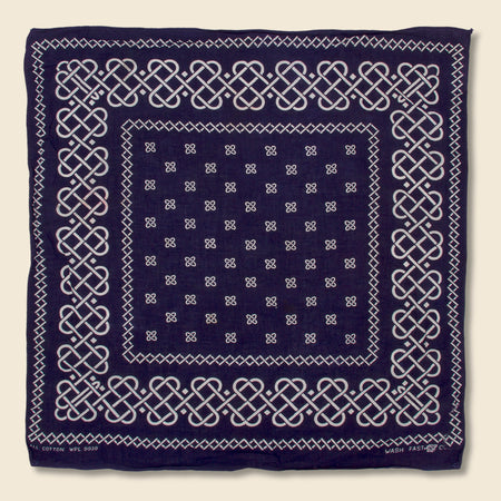 Fast Color Bandana - Indigo & White Knot Pattern