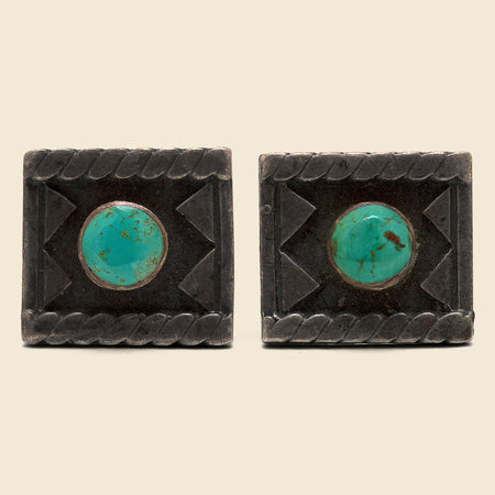 Turquoise Cufflinks - Black Metal