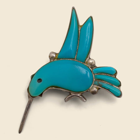 Turquoise Hummingbird Pin