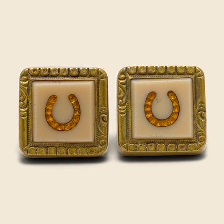 Encrusted Stone Horseshoe Cufflinks