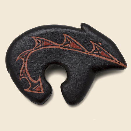 Wooden Bear Fetish Pin