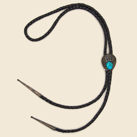 Turquoise Bear Claw Bolo Tie - Silver