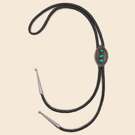 Three Stone Turquoise Bolo Tie - Silver