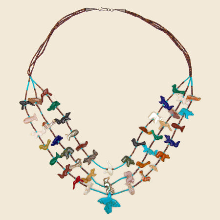 Triple-Strand Mixed Animal Fetish Necklace - Multi