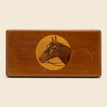 Inlaid Wooden Horse Marquetry Box