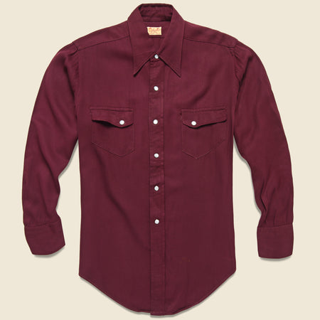 Cotton Sateen Western Shirt - Burgundy
