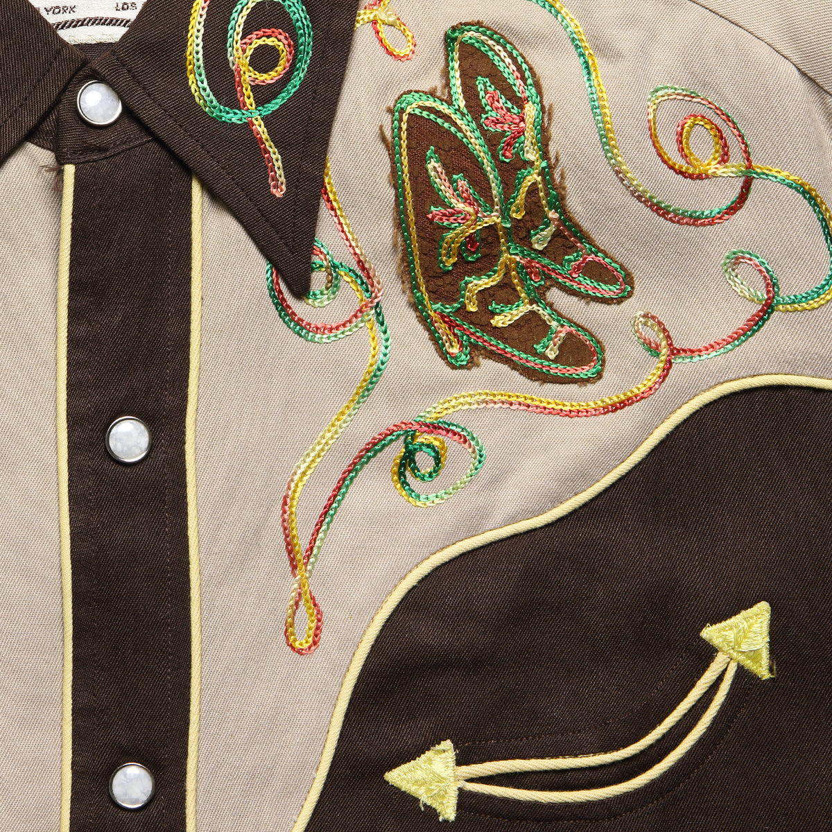 H Bar C Western Shirt with Boot Motif - Brown