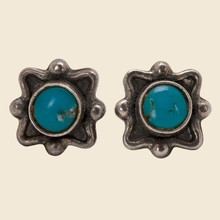 Small Stud Turquoise Earrings - Silver