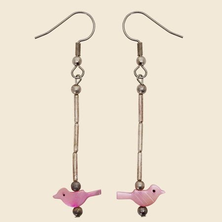 Shell Bird Fetish Earrings - Sterling Silver