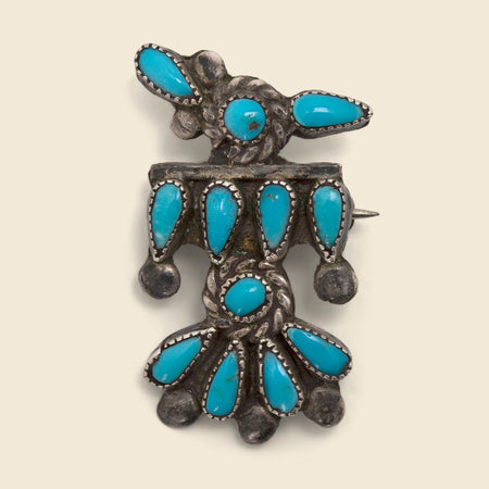 Small Petit Point Turquoise Thunderbird Pin