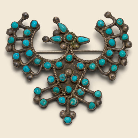 Large Petit Point Turquoise Thunderbird Pin