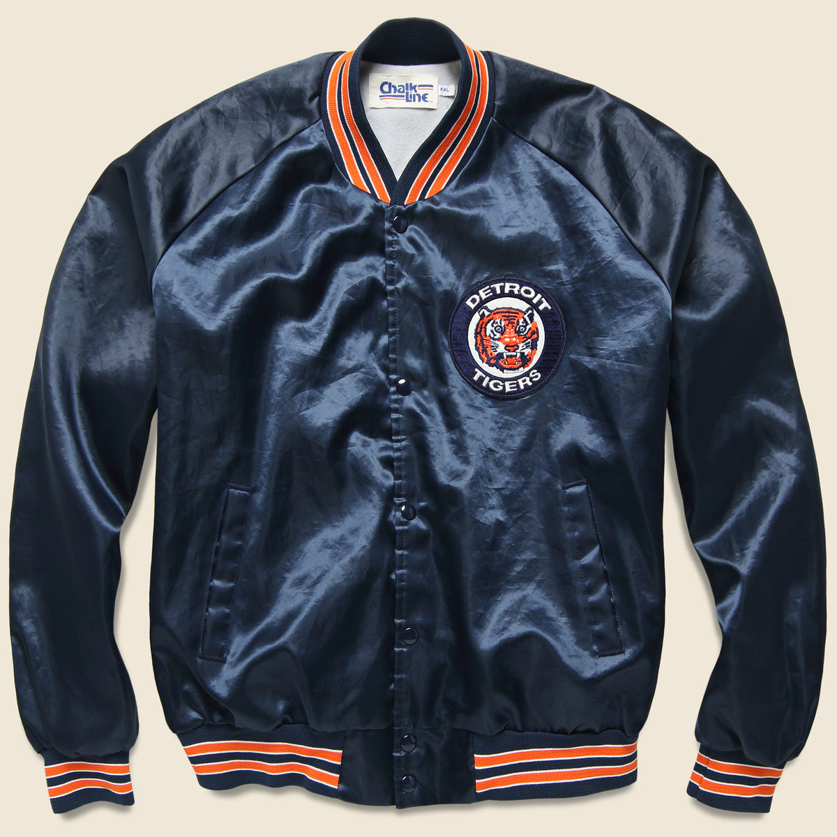 Varsity Bomber Navy Blue Detroit Tigers Leather Jacket - Jackets Masters