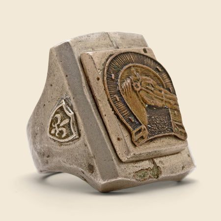 Silver & Brass Horse Biker Ring