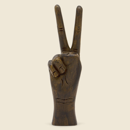 Hand-Carved Wood Peace Hand