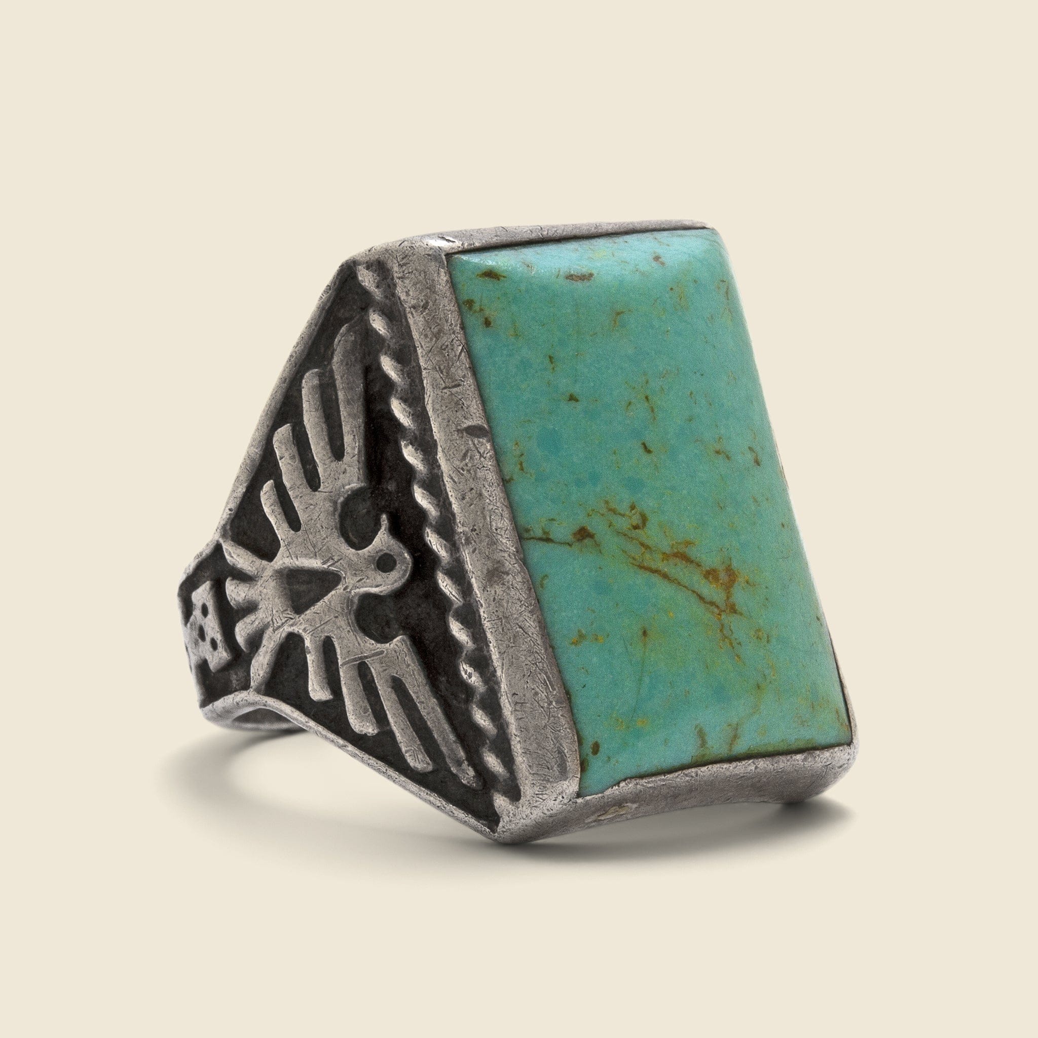 Turquoise Thunderbird/Kachina Ring