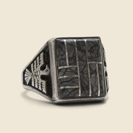 Black Geometric Thunderbird Ring