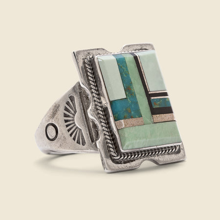 Navajo Made Geometric Turquoise Ring