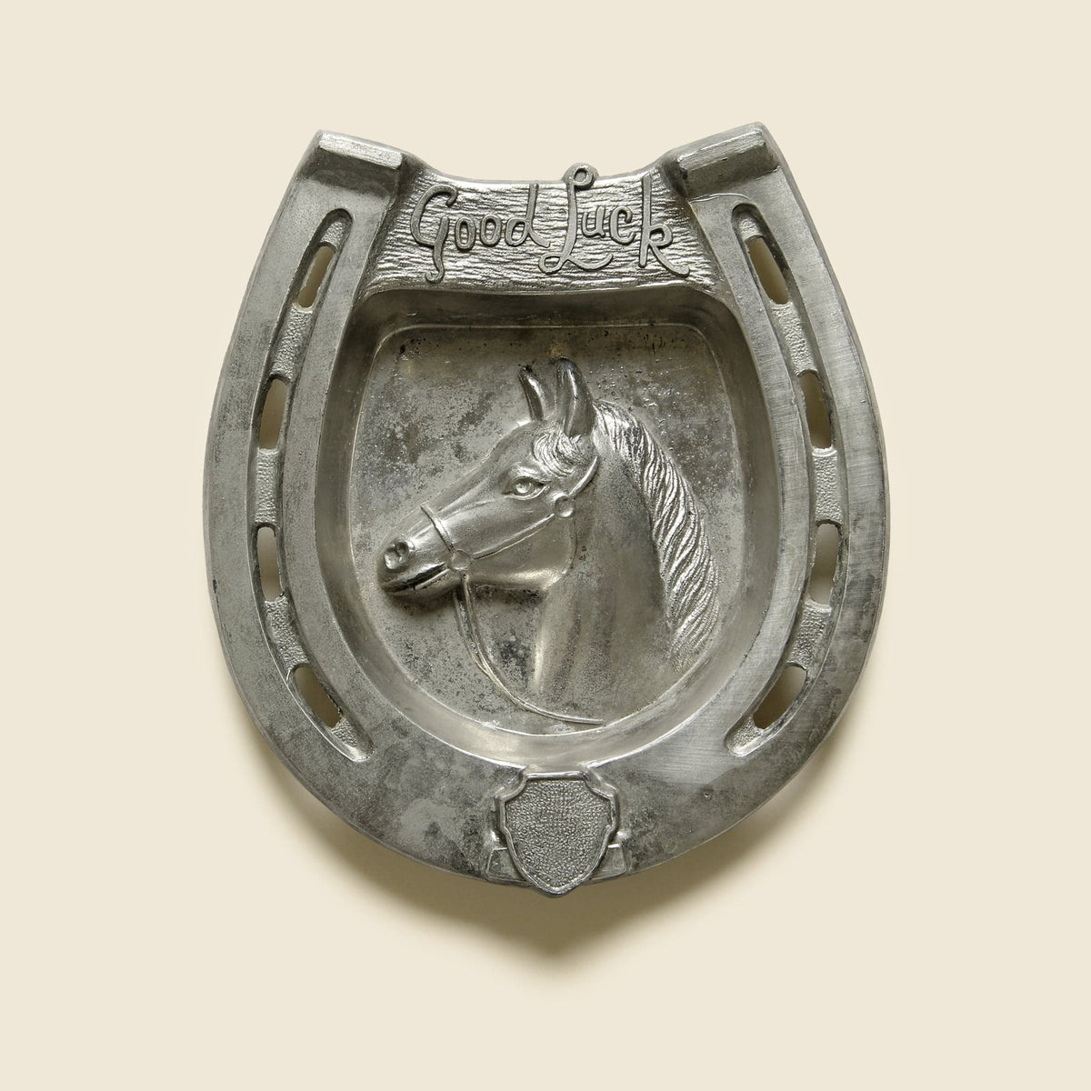 Silver Horseshoe Good Luck Ashtray