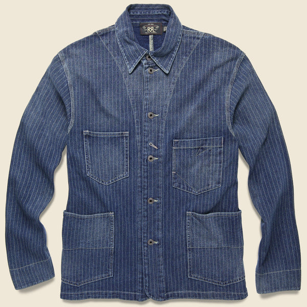 Stifle Print Jersey Chore Jacket - Washed Indigo