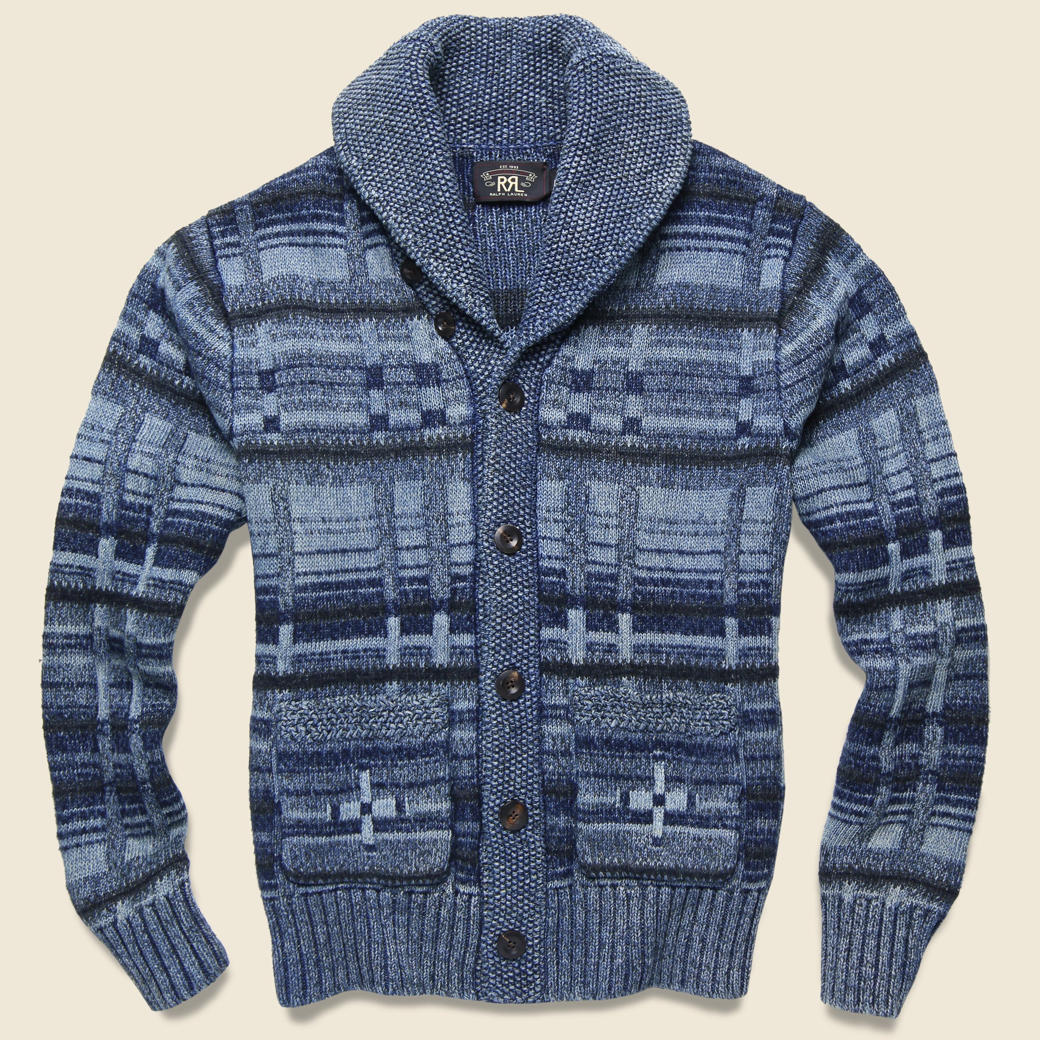 Cowichan Shawl Collar Cardigan Indigo - Main Image