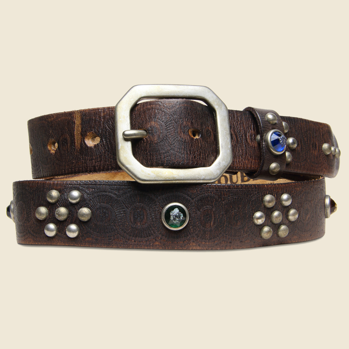 Rasco Studded Leather Belt - Vintage Black