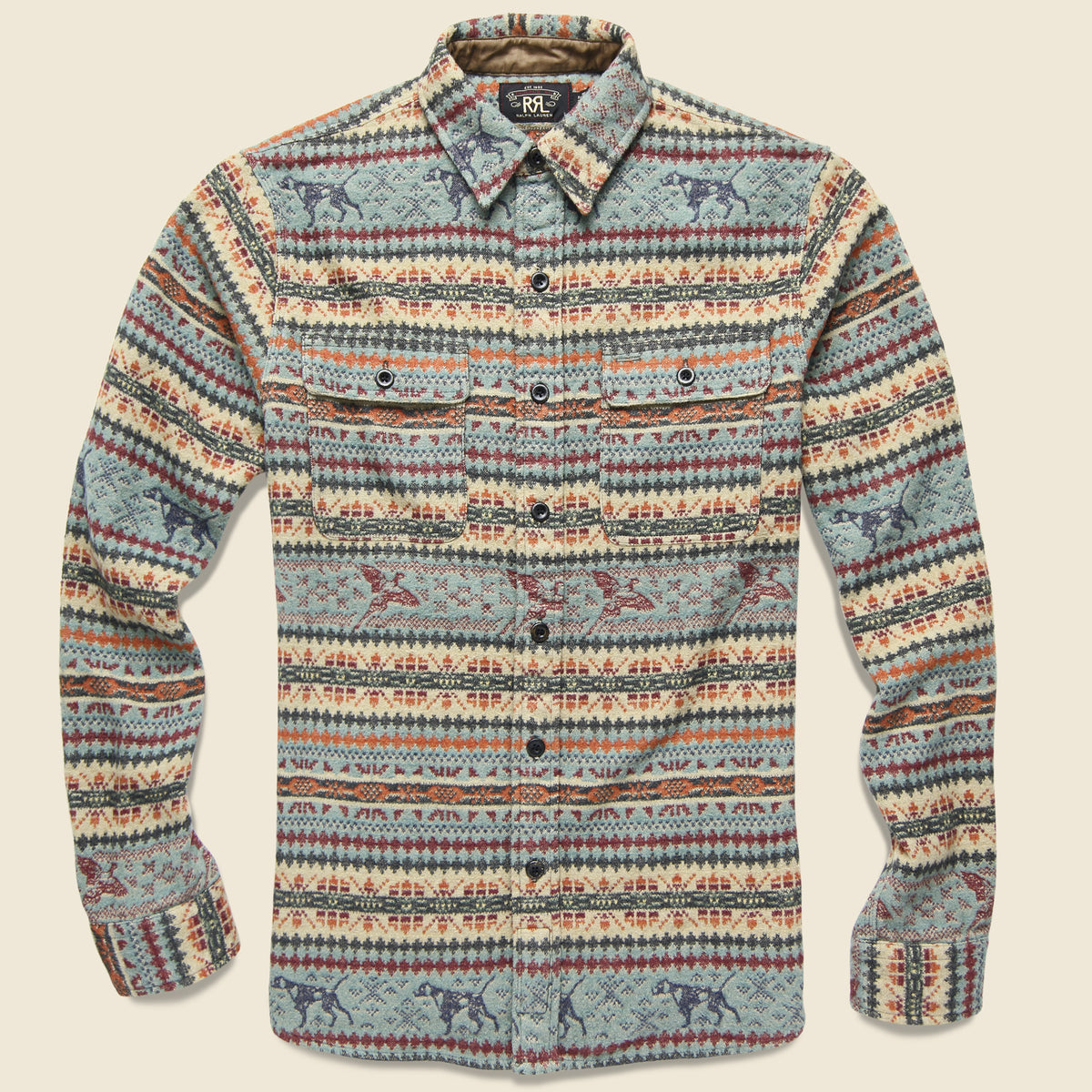 Fair Isle Jacquard Workshirt - Blue