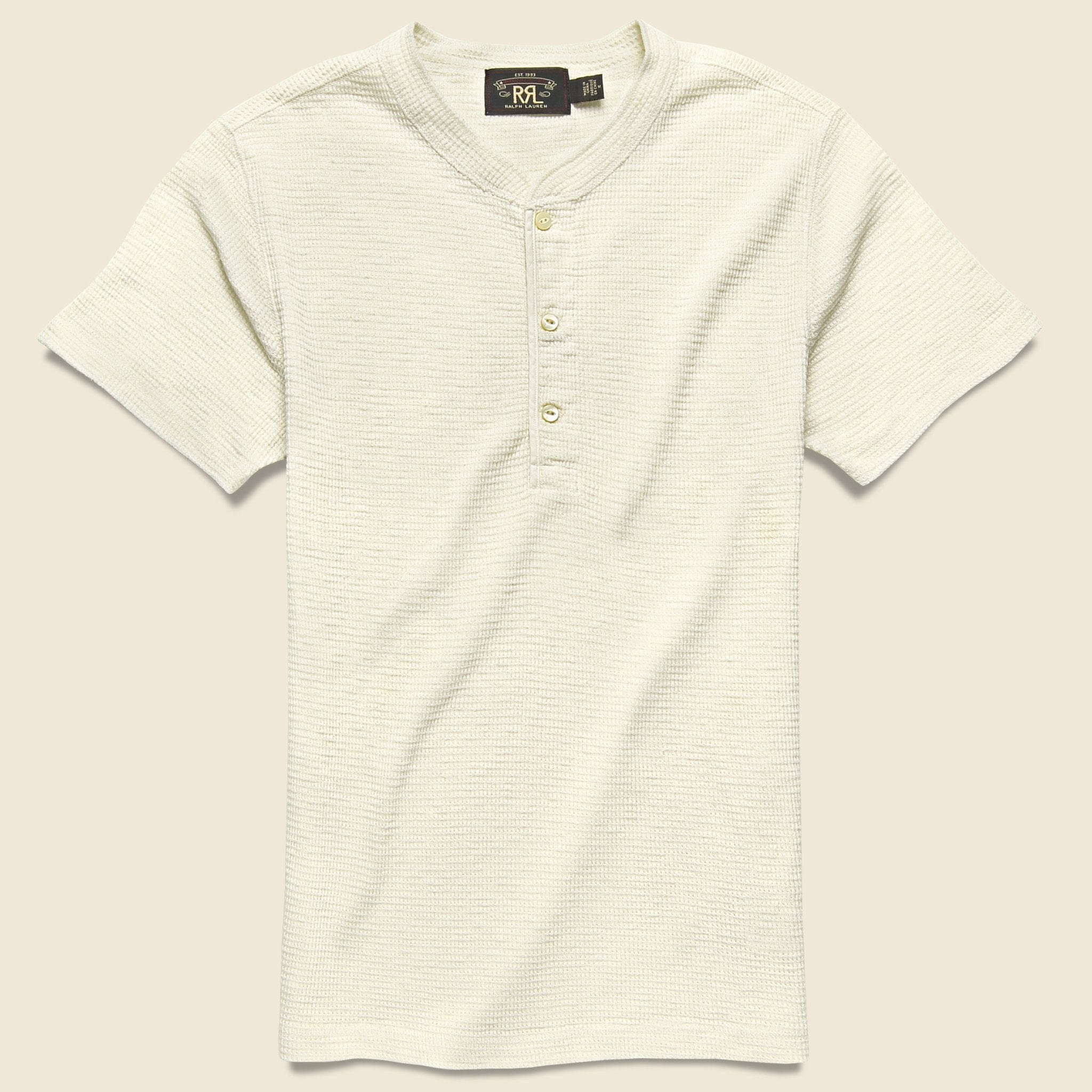 Waffle-Knit Henley - Paper White - RRL - STAG Provisions - Tops - S/S Knit
