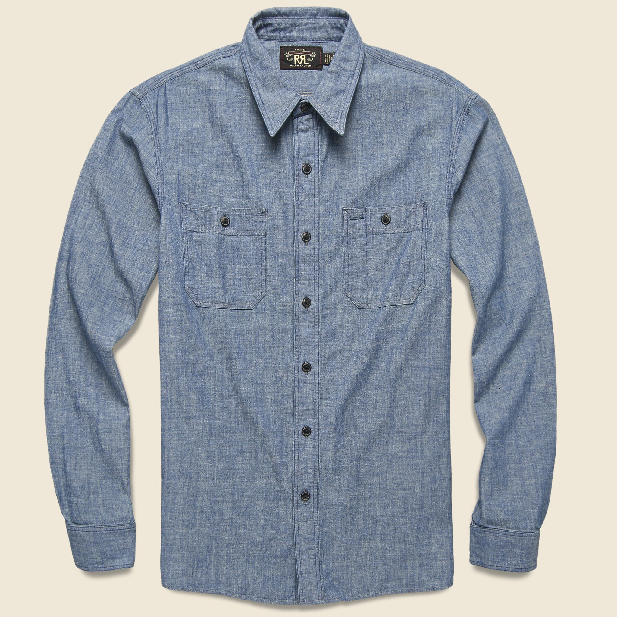 Indigo Chambray Workshirt - Rinse - RRL - STAG Provisions - Tops - L/S Woven - Solid