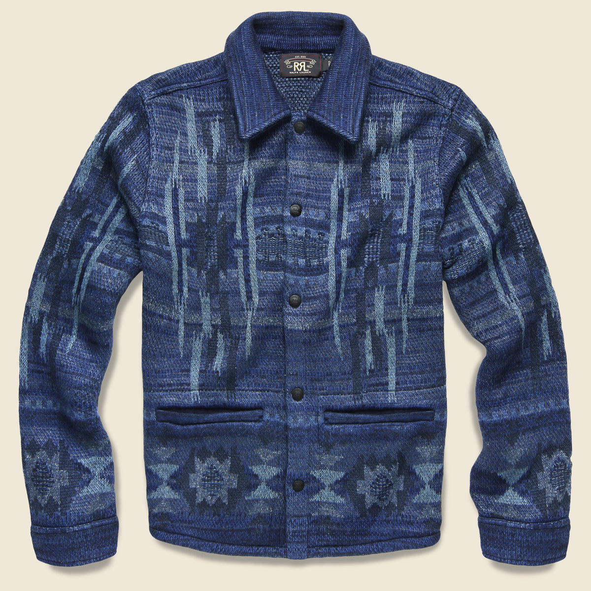 Chimayo Birdseye Jacquard Workshirt Sweater - Indigo