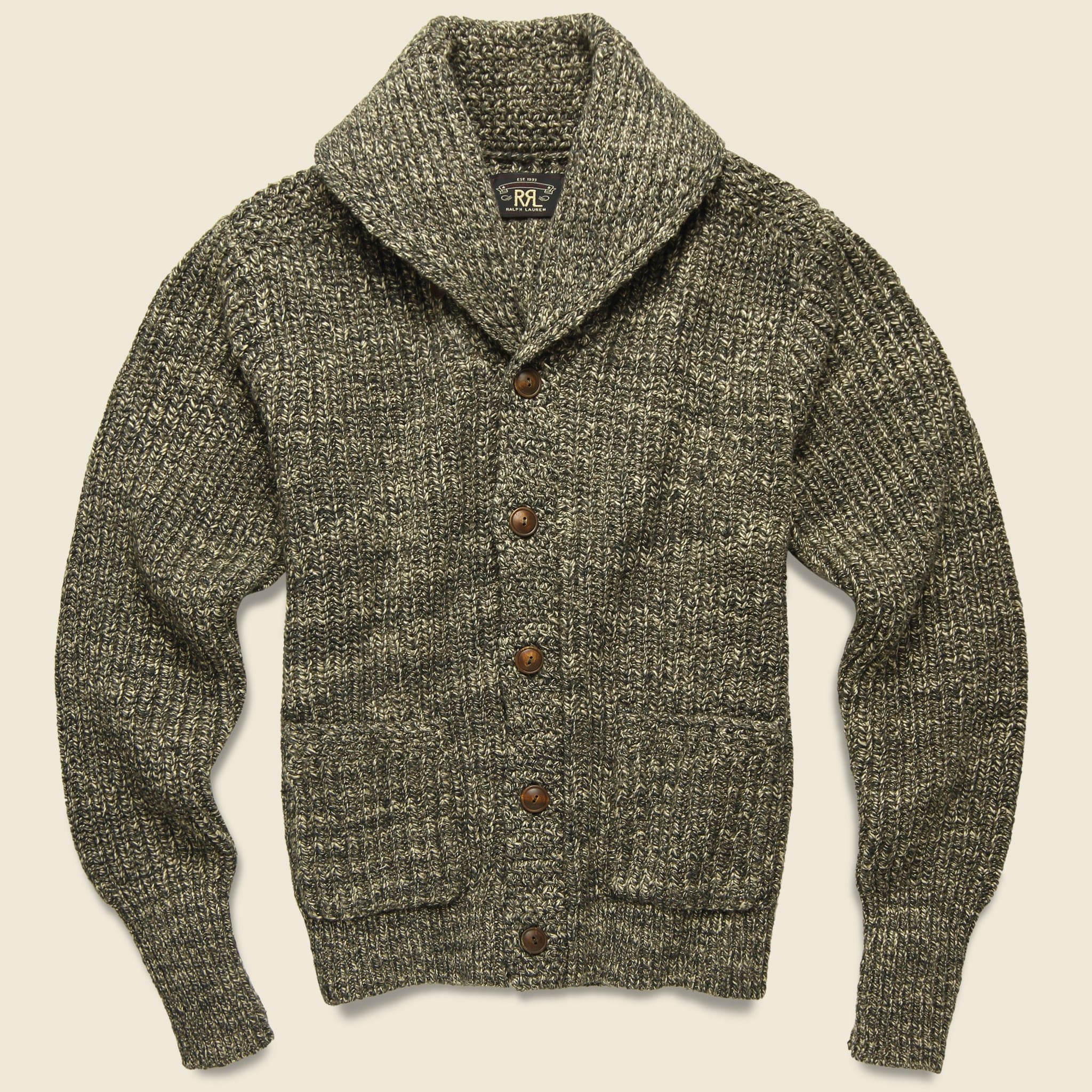 Cashmere Shawl Rrl Shawl Cardigan Shawl Collar Cardigan Olive/Tan