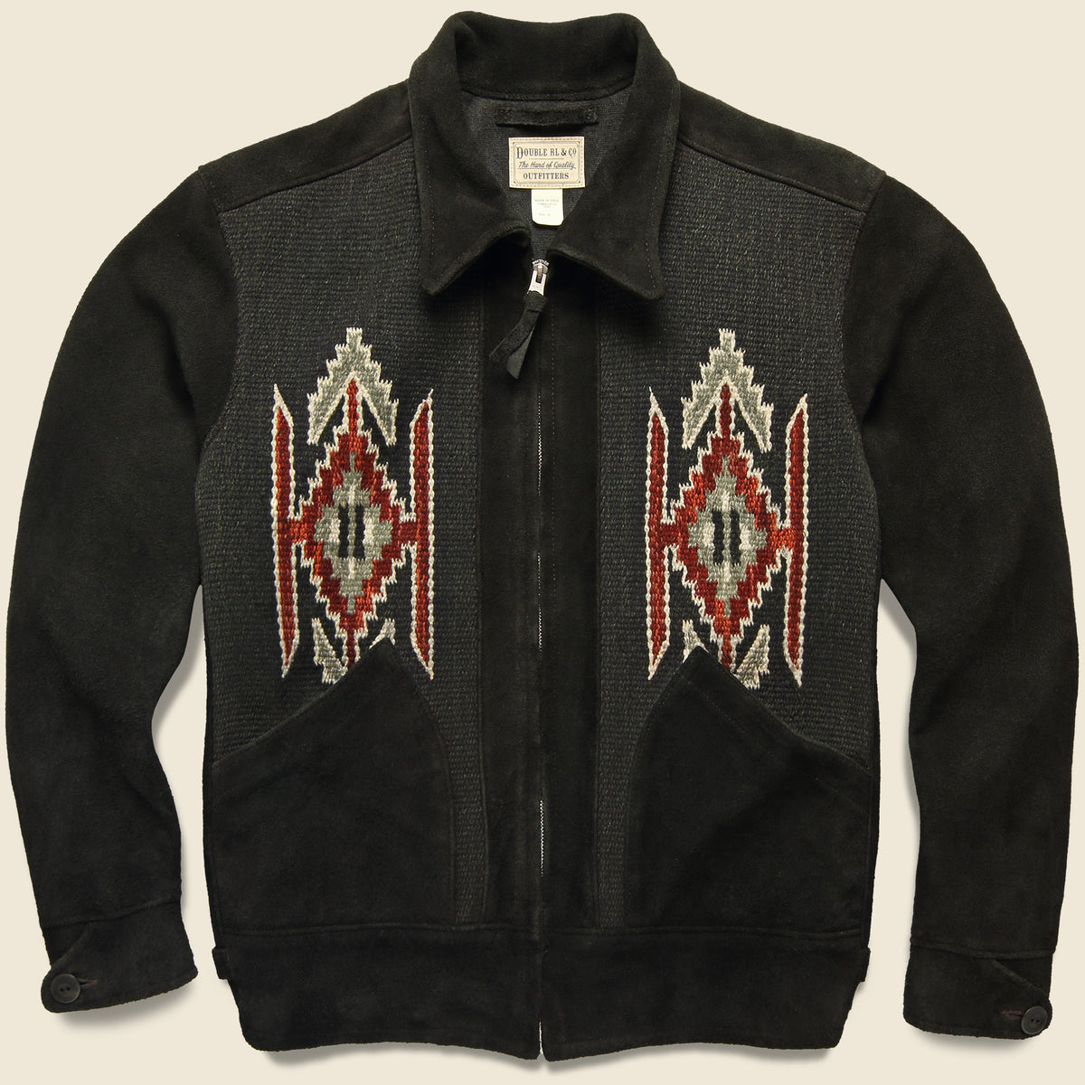 Paneled Suede Western Jacket - Vintage Black