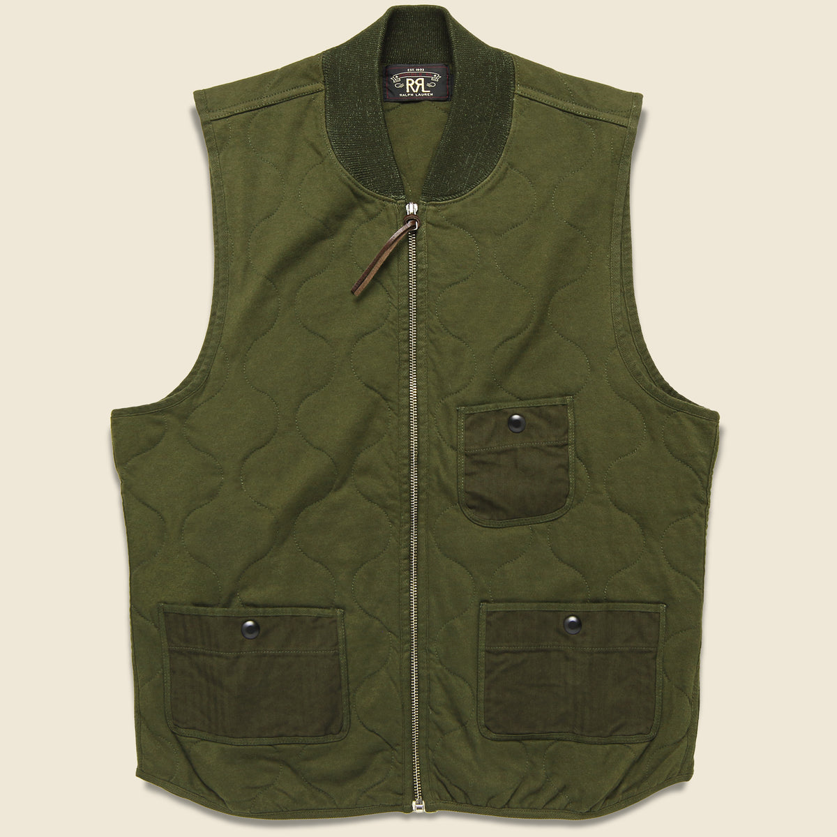 Quilted Cotton Jersey Vest - Douglas Fir Green