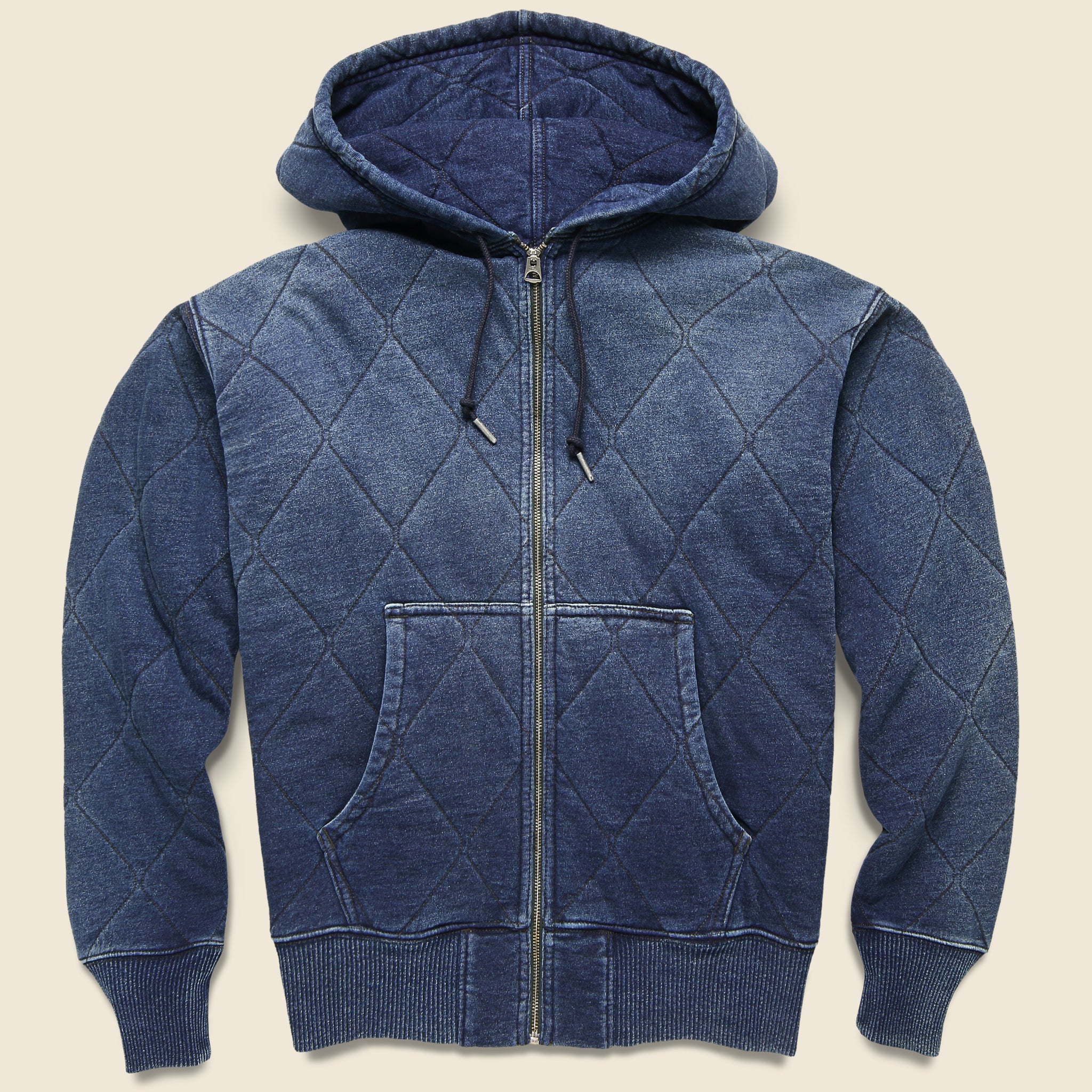 Quilted Jersey Hoodie Indigo