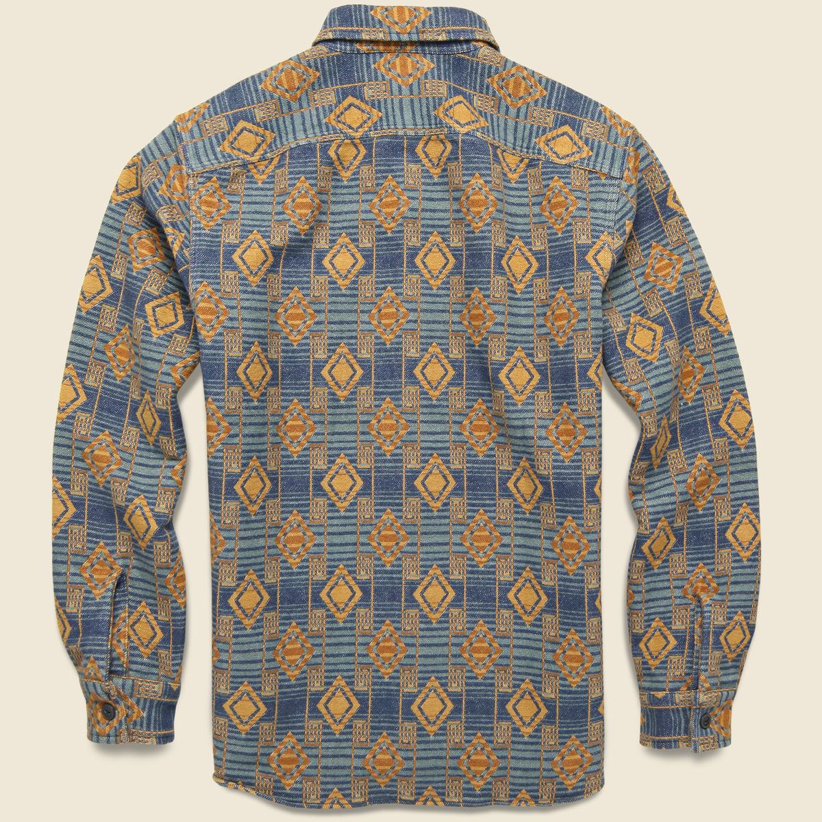 Brushed Jacquard Workshirt - Blue/Yellow