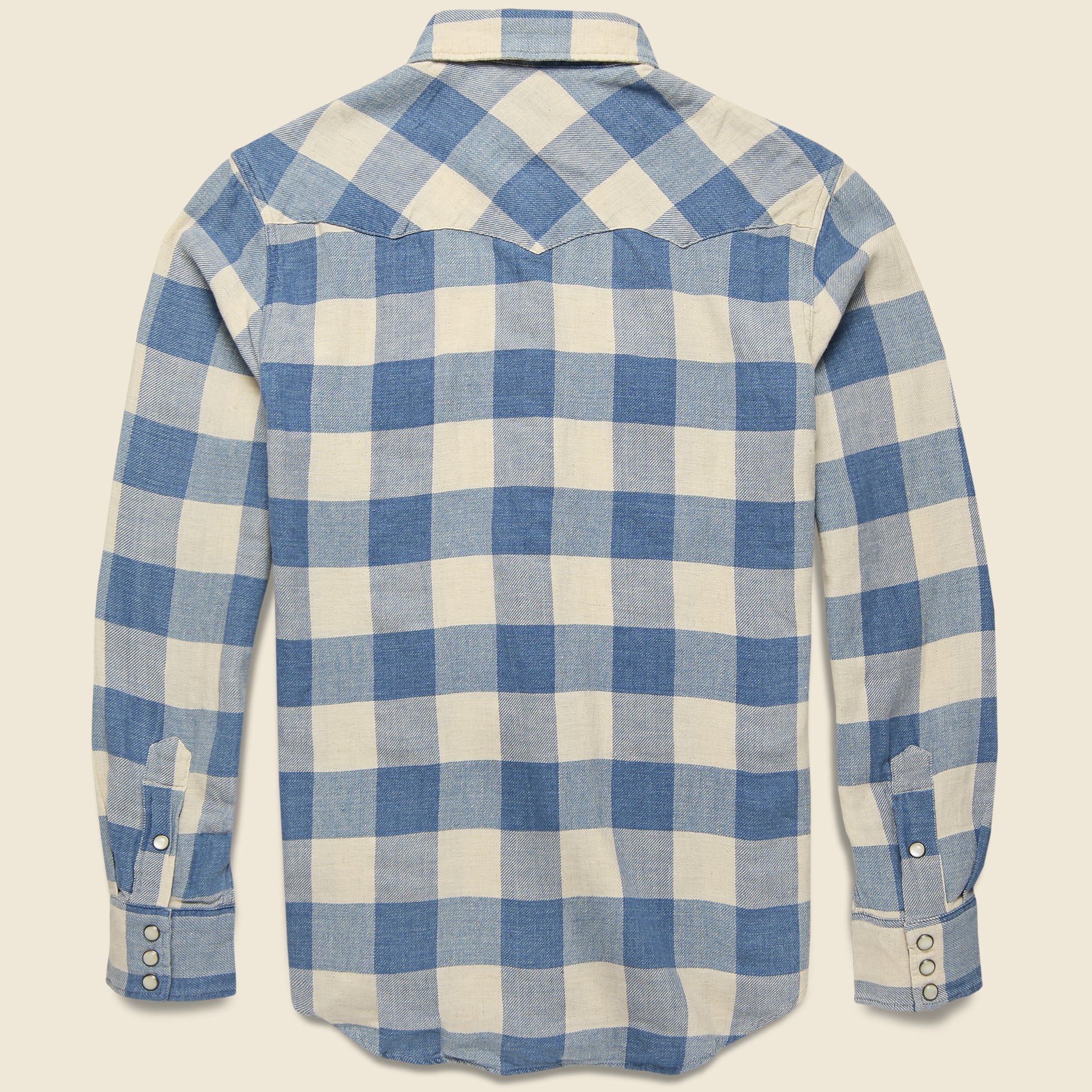 Slim Fit Buffalo Western Shirt - Indigo/Cream - RRL - STAG Provisions - Tops - L/S Woven - Plaid