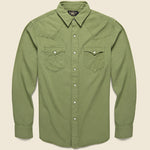 Slim Fit Twill Western Shirt - Olive Drab - RRL - STAG Provisions - Tops - L/S Woven - Solid
