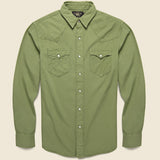 Slim Fit Twill Western Shirt - Olive Drab - RRL - STAG Provisions - Tops - L/S Woven - Solid